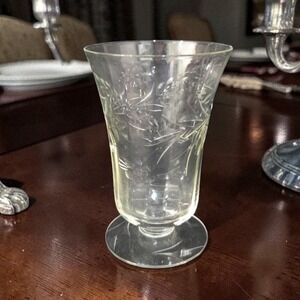 Cut Crystal Laurel Pattern Juice Glass, Vintage Drinkware, Floral Wheat‎ Design
